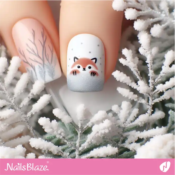 Cute Baby Fox Nail Design | Polar Wonders Nails - NB3142